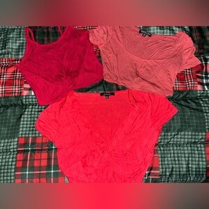 3 Women’s Juniors Red Crop Tops Small